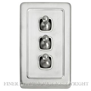 TRADCO 5974 SWITCH TOGGLE 3 GANG SATIN CHROME-WHITE