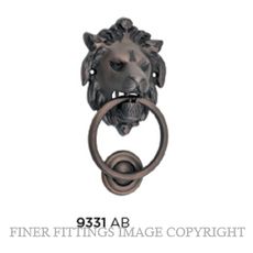 TRADCO 9331 LION DOOR KNOCKER ANTIQUE BRASS