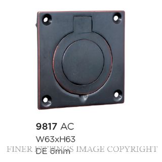 TRADCO 9817 CELLAR DOOR PULL ANTIQUE COPPER 63X63MM