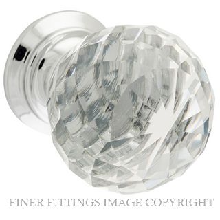 TRADCO 9540 GLASS KNOB CLEAR DIAMOND 25MM CHROME PLATE