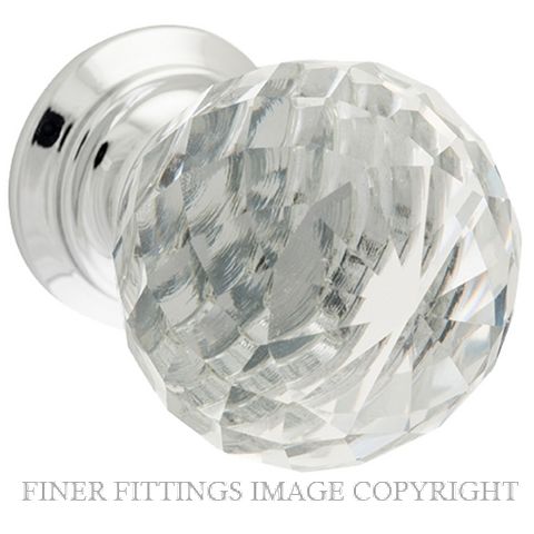 TRADCO DIAMOND CUT GLASS CLEAR KNOB CHROME PLATE