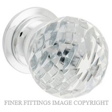TRADCO DIAMOND CUT GLASS CLEAR KNOB CHROME PLATE