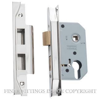 TRADCO 6166 REBATED EURO LOCK POLISHED NICKEL 46MM