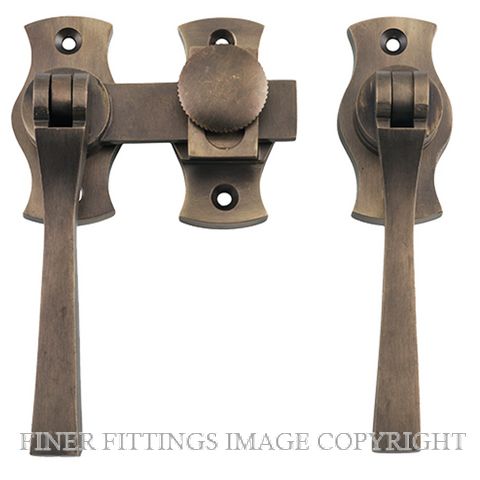 TRADCO 6461 FRENCH DOOR FASTENER - SQUARE ANTIQUE BRASS