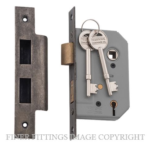 TRADCO 6152-6153 5 LEVER MORTICE LOCKS RUMBLED NICKEL