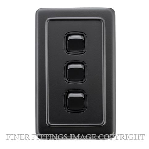 TRADCO 5344 SWITCH-CLIP ON-3 GANG MB BL 72X115 MATT BLACK