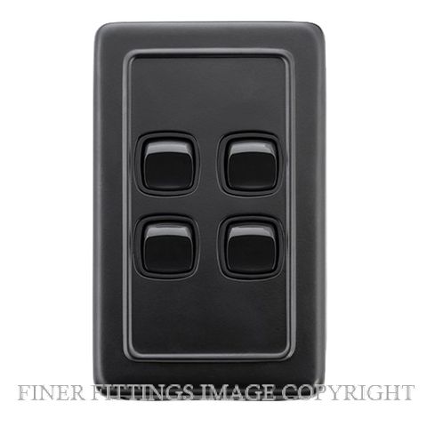 TRADCO 5345 SWITCH-CLIP ON-4 GANG MB BL 72X115 MATT BLACK