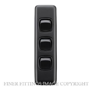 TRADCO 5346 SWITCH-CLIP ON-3 GANG MB BL 30X108 MATT BLACK