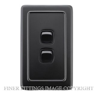 TRADCO 5343 SWITCH-CLIP ON-2 GANG MB BL 72X115 MATT BLACK