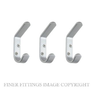 WINDSOR 5297 ALUMINIUM HAT & COAT HOOK 3 PACK SATIN ANODISED