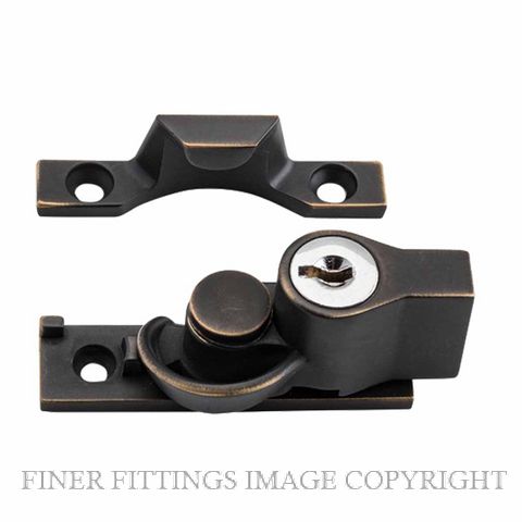 TRADCO 9863 SASH FASTENER NARROW - LOCKING ANTIQUE BRASS