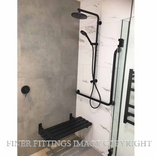 SUPERQUIP SLATTED FOLDING SHOWER SEATS MATT BLACK