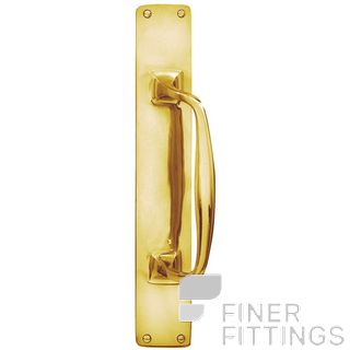 DELF 0169 DOOR PULL HANDLE ON PLATE 300MM POLISHED BRASS