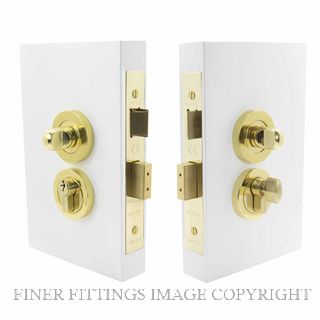 WINDSOR 1182 PB DOUBLE TURN LOCK ROUND 57MM POLISHED BRASS