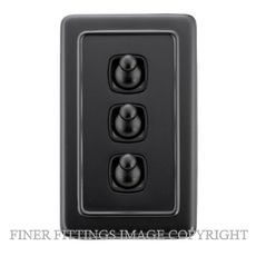 TRADCO 5354 SWITCH-TOGGLE-3 GANG MB BL 72X115 MATT BLACK