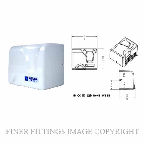 METLAM ML 1800 WHT AUTOMATIC OPERATION HAND DRYER WHITE POWDER COAT