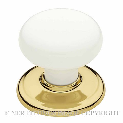 GAINSBOROUGH CLASSIC KNOB ON ROSE WHITE - BRIGHT GOLDTONE