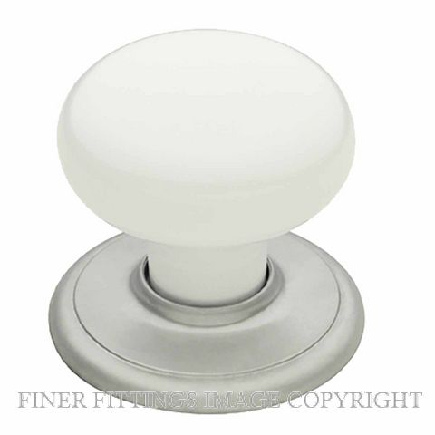 GAINSBOROUGH CLASSIC KNOB ON ROSE WHITE - SATIN CHROME