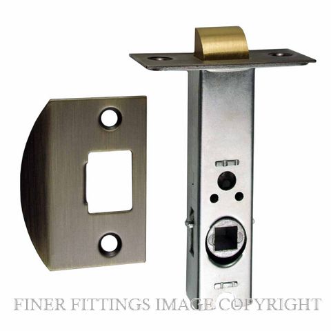 NIDUS LATDS60 AB DUAL SPRUNG 60MM-7.6MM SPINDLE TUBULAR LATCH ANTIQUE BRASS