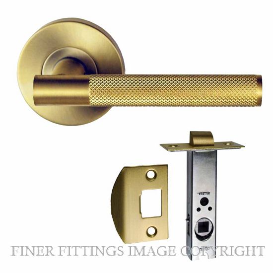 Nidus Mediterranean Knurled Handle Privacy Set - Brushed Brass