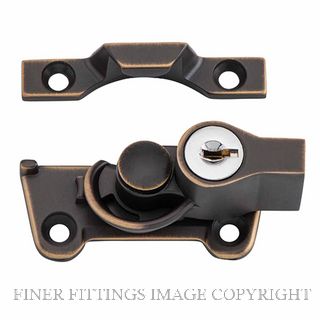 TRADCO 20311 SASH FASTENER LOCKING WIDE BASE ANTIQUE BRASS