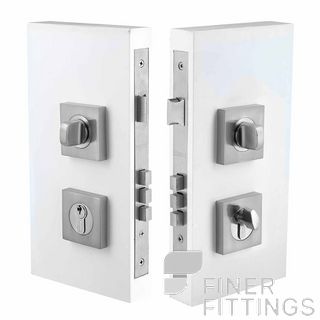 WINDSOR BRASS 1184 SS DOUBLE TURN LOCK SQUARE 60MM SATIN STAINLESS