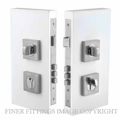 WINDSOR 1184 SS DOUBLE TURN LOCK SQUARE 60MM SATIN STAINLESS