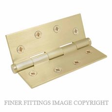 WINDSOR 5902 USB HINGE BRASS FIXED PIN FLAT TIP 102X76 UNLACQUERED SATIN BRASS