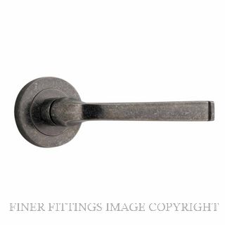 IVER 0327 ANNECY LEVER ON ROSE HANDLES DISTRESSED NICKEL