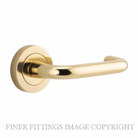IVER 20350 OSLO LEVER ON ROUND ROSE HANDLES POLISHED BRASS