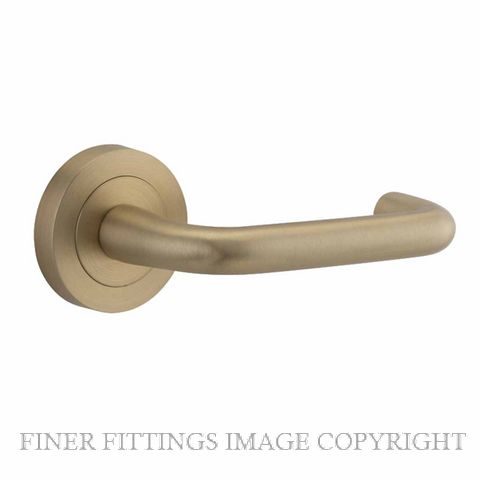 IVER 20356 OSLO LEVER ON ROUND ROSE HANDLES BRUSHED BRASS