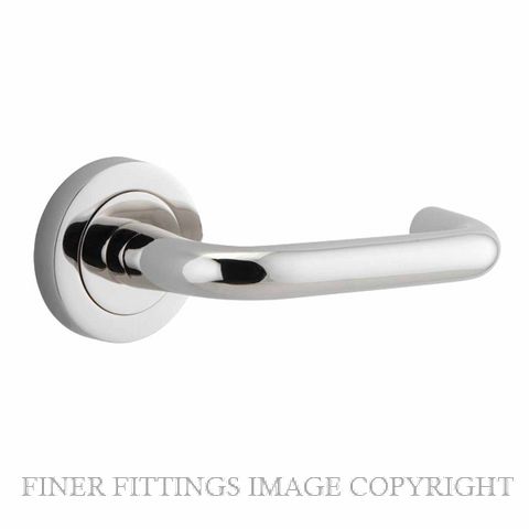 IVER 20358 OSLO LEVER ON ROUND ROSE HANDLES POLISHED NICKEL