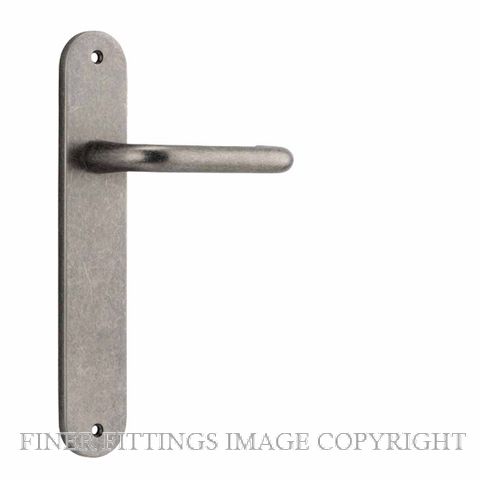 IVER 13846 OSLO OVAL LEVER ON PLATE HANDLES DISTRESSED NICKEL