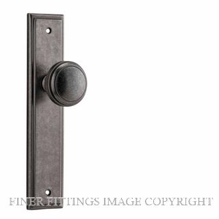 IVER 13838 PADDINGTON KNOB ON STEPPED PLATE DISTRESSED NICKEL