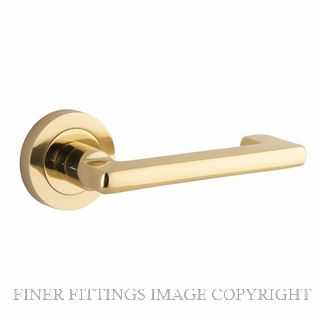 IVER 20780 BALTIMORE RETURN LEVER ON ROUND ROSE POLISHED BRASS