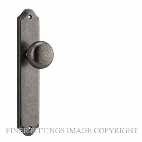 IVER 13828 CAMBRIDGE KNOB ON SHOULDERED PLATE DISTRESSED NICKEL