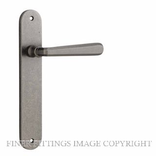 IVER 13876 COPENHAGEN LEVER ON OVAL PLATE DISTRESSED NICKEL
