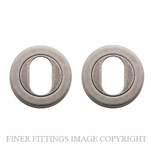 IVER 20067 ROUND OVAL ESCUTCHEON 52MM DISTRESSED NICKEL