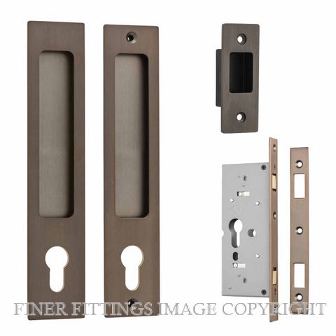 IVER 21411E RECTANGULAR SLIDING DOOR LOCK SET SIGNATURE BRASS