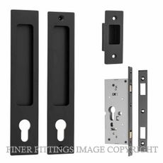 IVER 21413E RECTANGULAR SLIDING DOOR LOCK SET MATT BLACK