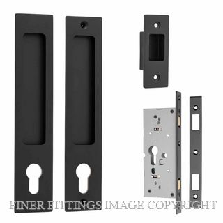 IVER 21413E RECTANGULAR SLIDING DOOR LOCK SET MATT BLACK