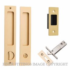 IVER 21416P RECTANGULAR SLIDING DOOR PRIVACY SET BRUSHED BRASS