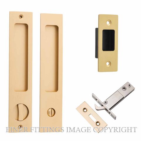 IVER 21416P RECTANGULAR SLIDING DOOR PRIVACY SET BRUSHED BRASS