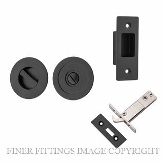 IVER 21433 ROUND SLIDING DOOR PRIVACY SET MATT BLACK