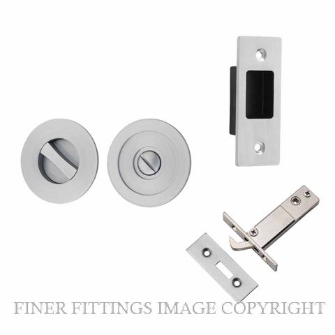 IVER 21435 ROUND SLIDING DOOR PRIVACY SET BRUSHED CHROME