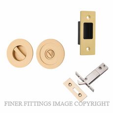 IVER 21436 ROUND SLIDING DOOR PRIVACY SET BRUSHED BRASS