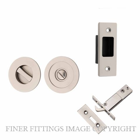 IVER 21439 ROUND SLIDING DOOR PRIVACY SET SATIN NICKEL