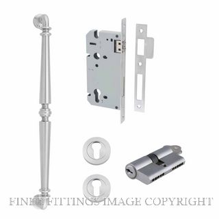 IVER 9385KENTR60KK SARLAT 485MM PULL HANDLE KEY-KEY ENTRANCE LOCK KITSET BRUSHED CHROME