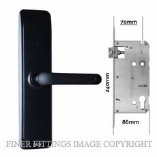 E LOK 805 70 BLK SMART LEVER LOCKSET 70MM BACKSET SATIN STAINLESS