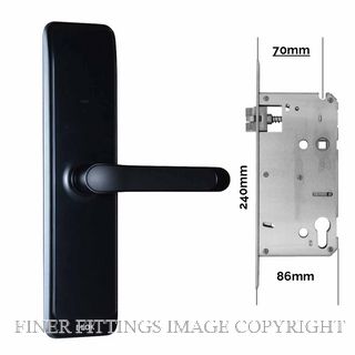 E LOK 805 70 BLK SMART LEVER LOCKSET 70MM BACKSET SATIN STAINLESS